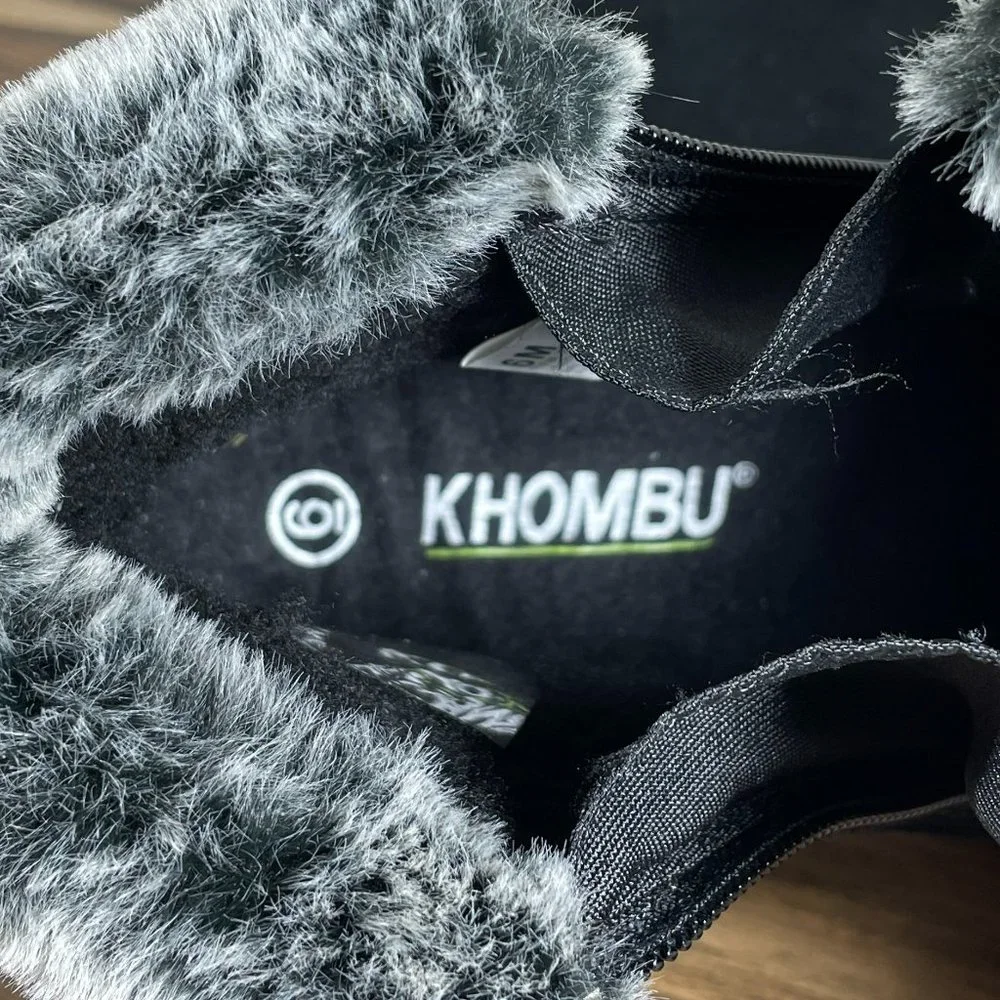 Khombu Jessica Women's Size 6 Shoes Black Suede Faux Fur Zip Up Ankle Boots